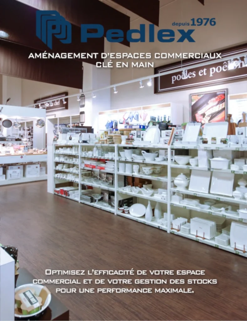 Dépliant Commercial Pedlex - aménagement d'espaces commerciaux clés en main
