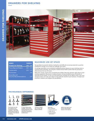 Drawers for shelving G01-MR26_11_Tiroirs_Etageres Pedlex Rousseau metal brochure catalogue