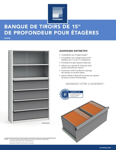 Brochure Banque de tiroirs 15D profondeur etageres V28-OC22F Pedlex Rousseau metal brochure